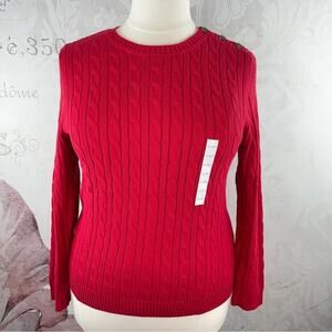 Croft & Borrow red cable knit sweater long sleeve size XL NWT